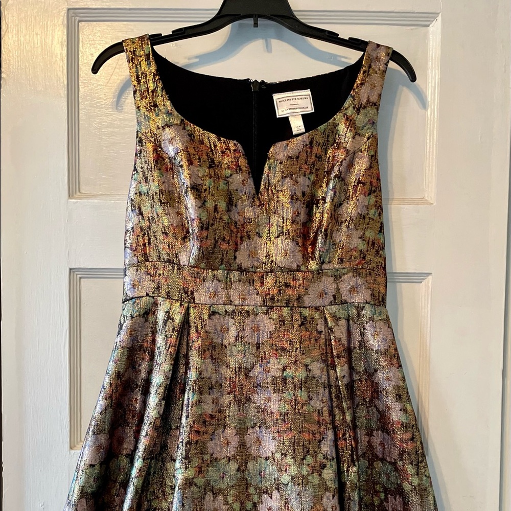 Anthropologie, Size 6 (fits like 6P), Floral Brocade, Multicolored/Metallic